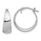 Image of 19mm Sterling Silver Rhodium-plated Sparkle Texture Tapered Round Hoop Earrings QE16906