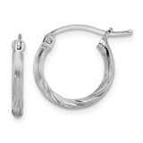 Image of 17mm Sterling Silver Rhodium-plated 2mm Polished/Satin Diamond-cut Hoop Earrings QE4415