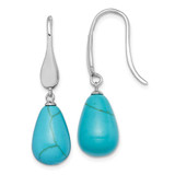 Image of 36mm Sterling Silver Rhodium-plated Simulated Turquoise Teardrop Dangle Earrings QE15401