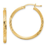 Image of 32mm Sterling Silver Flash Gold-plated 2.5mm Polished/Satin Diamond-cut Hoop Earrings QE3555GP