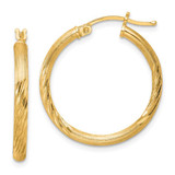 Image of 27mm Sterling Silver Flash Gold-plated 2.5mm Polished/Satin Diamond-cut Hoop Earrings QE3556GP
