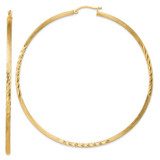 Image of 82mm Sterling Silver Flash Gold-plated 2.5mm Polished/Satin Diamond-cut Hoop Earrings QE4435GP