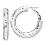 Image of 29mm Sterling Silver Rhodium-plated Diamond-cut 4.75mm Omega Back Round Hoop Earrings QE16957