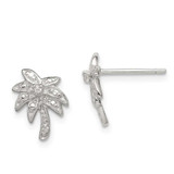 Image of 13mm Sterling Silver CZ Palm Tree Post Earrings