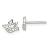 Image of 6.9mm Sterling Silver Polished CZ Dove Post Earrings