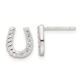 Image of 9mm Sterling Silver E-Coating CZ Horseshoe Earrings