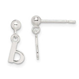 Image of 13mm Sterling Silver Polished B Dangle Post Earrings