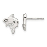 Image of 8.06mm Sterling Silver Polished CZ Shark Post Earrings