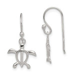 Image of 24mm Sterling Silver Polished Turtle Dangle Earrings