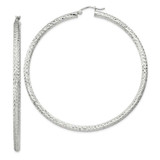 Image of 66mm Sterling Silver Diamond-cut 3x65mm Hoop Earrings