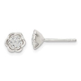 Image of 7.22mm Sterling Silver Polished Floral CZ Post Earrings