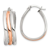 Image of 28.6mm Sterling Silver Pink Polished Wavy Hoop Earrings