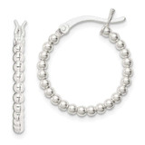 Image of 26mm Sterling Silver Polished Beaded 2mm Hoop Earrings