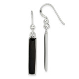 Image of 40mm Sterling Silver Polished Onyx Bar Dangle Earrings