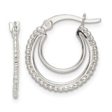 Image of 18.8mm Sterling Silver Beaded Double Circle Hoop Earrings