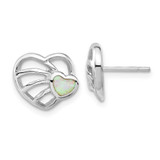 Image of 12mm Sterling Silver Synthetic Opal Heart Post Earrings