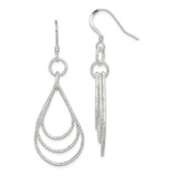 Image of 54mm Sterling Silver Textured Teardrops Dangle Earrings