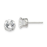 Image of 7mm Sterling Silver 7mm Round Snap Set CZ Stud Earrings