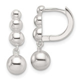 Image of Sterling Silver E-Coating Ball Dangle Hoop Earrings