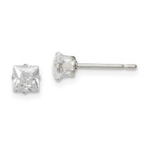 Image of 4mm Sterling Silver 4mm Square Snap Set CZ Stud Earrings
