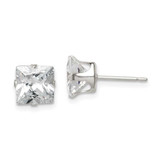 Image of 7mm Sterling Silver 7mm Square Snap Set CZ Stud Earrings