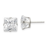 Image of 9mm Sterling Silver 9mm Square Snap Set CZ Stud Earrings