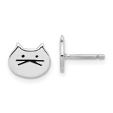 Image of 7.5mm Sterling Silver Madi K Enamel Cat Face Post Earrings