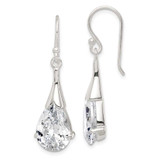 Image of 38mm Sterling Silver Polished CZ Teardrop Dangle Earrings