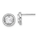 Image of 9.5mm Sterling Silver Polished Round CZ Halo Post Earrings