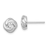 Image of 9.4mm Sterling Silver Rhodium-plated CZ Knot Post Earrings