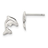 Image of 9.18mm Sterling Silver Rhodium-plated Dolphin Stud Earrings