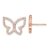 Image of 13.29mm Sterling Silver Pink CZ Open Butterfly Post Earrings