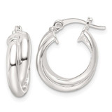Image of 17mm Sterling Silver Polished Twisted Double Hoop Earrings