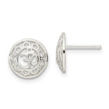 Image of 9.69mm Sterling Silver Filigree Om Spirituality Post Earrings