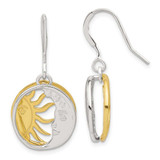Image of 33.8mm Sterling Silver Gold-tone Sun and Moon Dangle Earrings