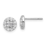 Image of 7.35mm Sterling Silver Polished CZ Halo Cluster Post Earrings