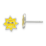 Image of 9mm Sterling Silver Polished Enamel Sunshine Post Earrings