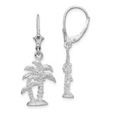 Image of 34.92mm Sterling Silver Polished Palm Trees Leverback Earrings