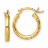 Image of 15.3mm Sterling Silver Gold-Tone Polished 2x14mm Hoop Earrings