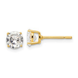 Image of 6mm Sterling Silver Gold-tone Polished 6mm CZ Post Earrings
