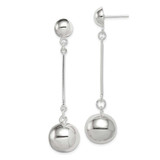 Image of 63mm Sterling Silver Polished 14mm Ball Post Dangle Earrings