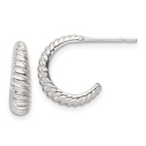 Image of Sterling Silver Polished Scalloped J-Hoop Post Earrings