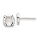 Image of Sterling Silver Polished Wavy Puff Square Post Earrings