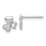 Image of 7.5mm Sterling Silver Rhodium-plated CZ 3 Heart Post Earrings