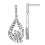 Image of 35.75mm Sterling Silver Rhodium-plated Fancy CZ Dangle Earrings