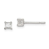 Image of 3mm Sterling Silver 3mm Princess Basket Set CZ Stud Earrings