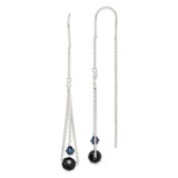 Image of 77mm Sterling Silver Polished Black Crystal Threader Earrings