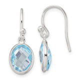 Image of 13.1mm Sterling Silver Polished Oval Blue Topaz Dangle Earrings