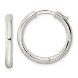 Image of 24.2mm Sterling Silver Polished 3x25mm Hinged Tube Hoop Earrings
