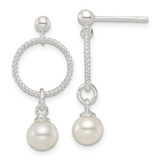 Image of 27.2mm Sterling Silver Polished Glass Pearl Dangle Post Earrings